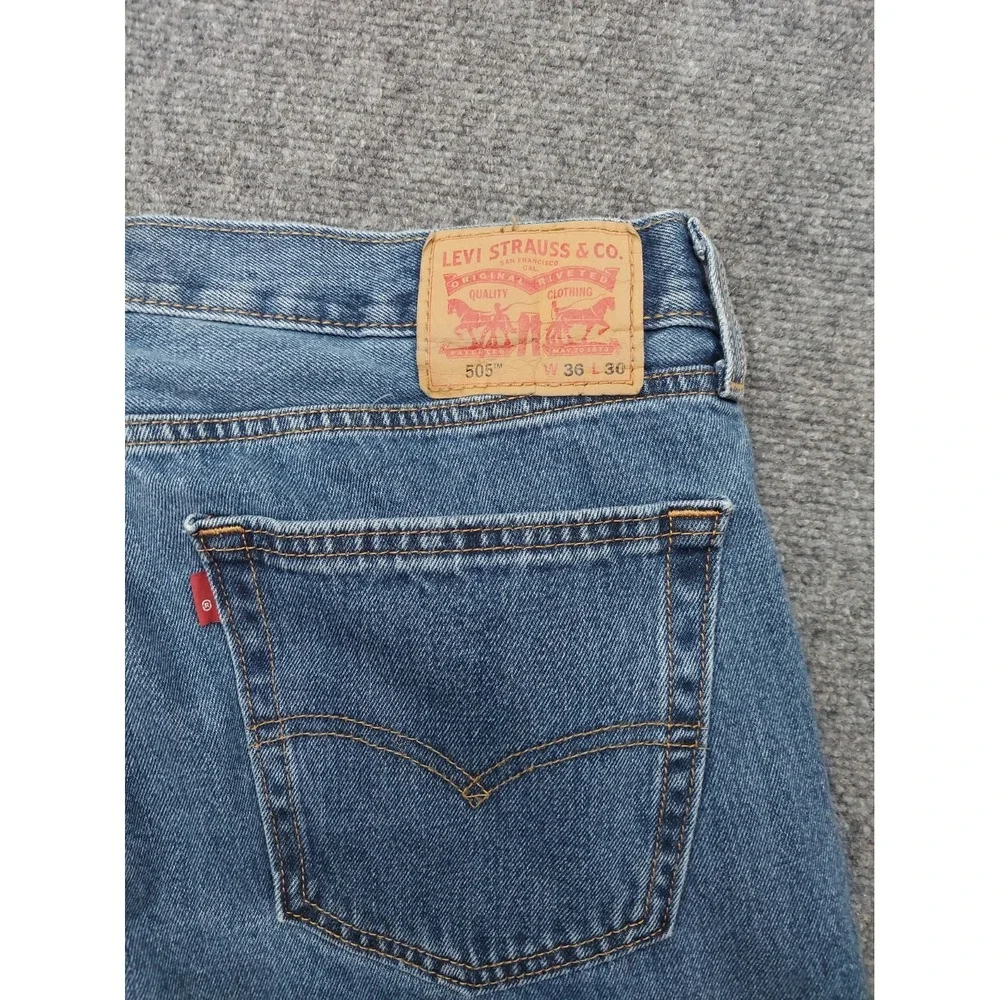 Levis 505 Jeans Mens 36x30 Blue Denim Regular Straight Grunge 100% Cotton
